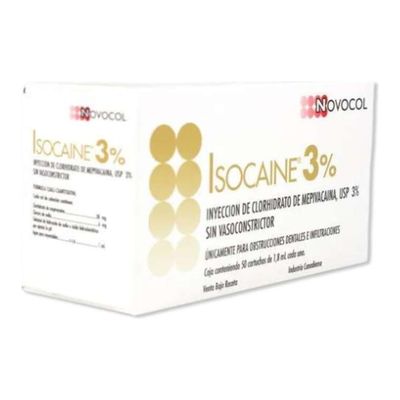 Isocaine Mepivacaína 3% sin vasoconstrictor (Novocol) — caja 50